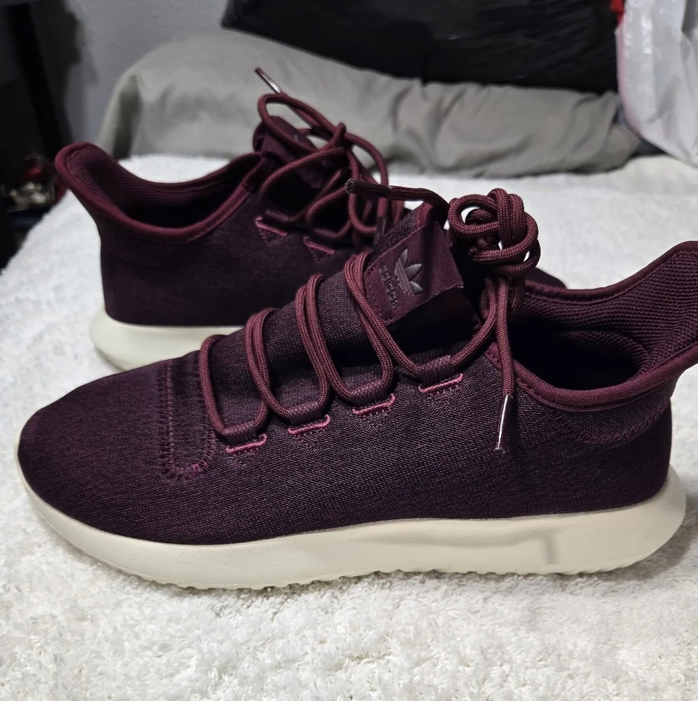 Adidas Tubular Shadow Men's Running Shoes Maroon White Athletic Sz 9.5